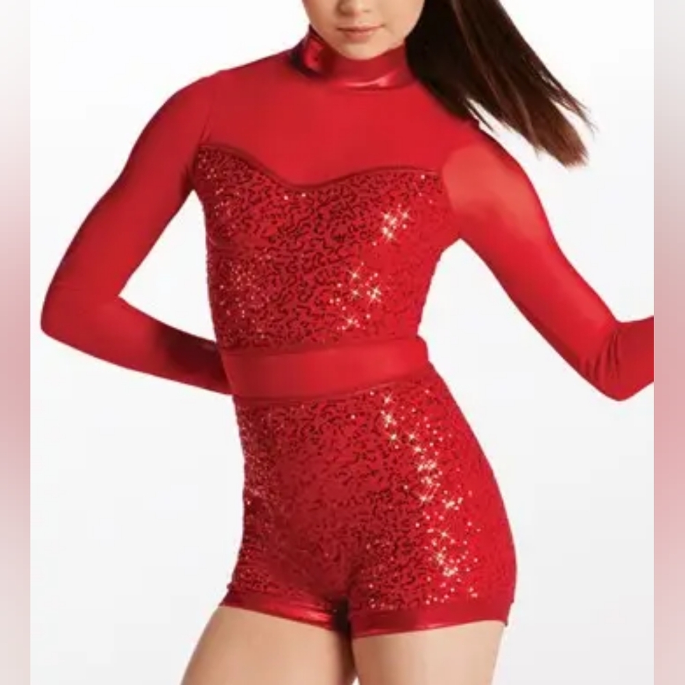 Balera Dazzling Red Sequin Bodysuit